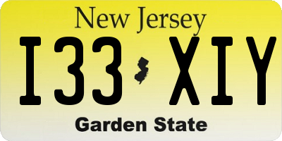 NJ license plate I33XIY