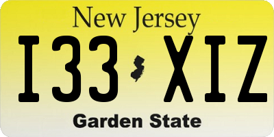 NJ license plate I33XIZ