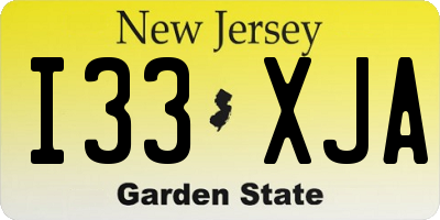 NJ license plate I33XJA