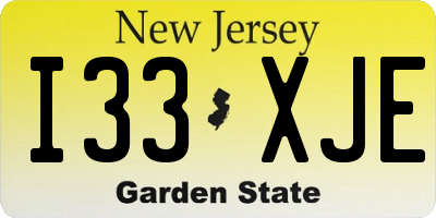 NJ license plate I33XJE