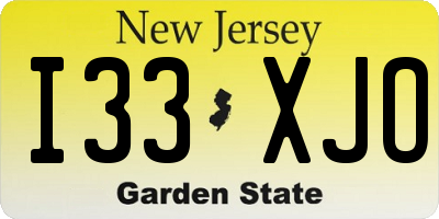 NJ license plate I33XJO