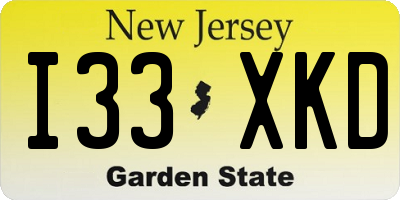 NJ license plate I33XKD