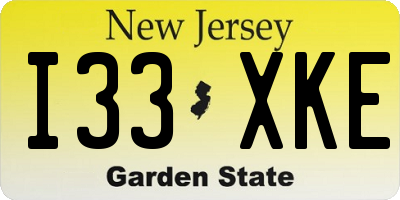 NJ license plate I33XKE