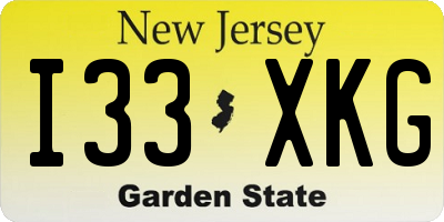 NJ license plate I33XKG