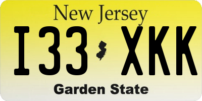 NJ license plate I33XKK