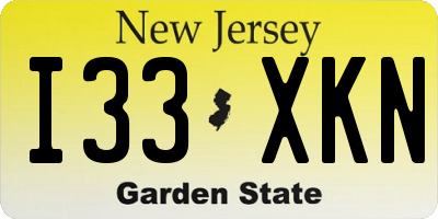 NJ license plate I33XKN