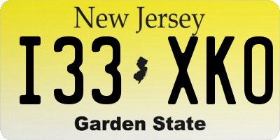 NJ license plate I33XKO