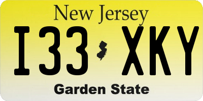 NJ license plate I33XKY