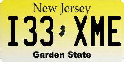 NJ license plate I33XME