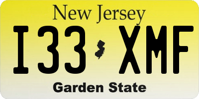 NJ license plate I33XMF