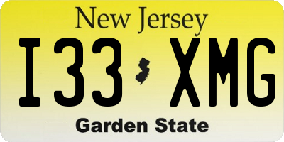 NJ license plate I33XMG