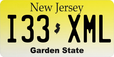NJ license plate I33XML