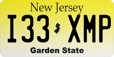 NJ license plate I33XMP