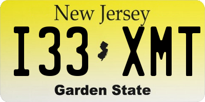 NJ license plate I33XMT