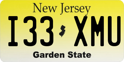 NJ license plate I33XMU
