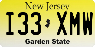NJ license plate I33XMW