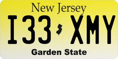 NJ license plate I33XMY