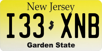 NJ license plate I33XNB