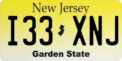 NJ license plate I33XNJ