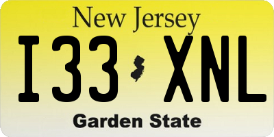 NJ license plate I33XNL