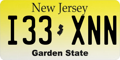 NJ license plate I33XNN