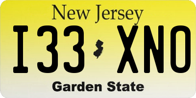 NJ license plate I33XNO