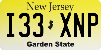 NJ license plate I33XNP