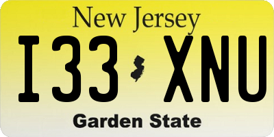 NJ license plate I33XNU