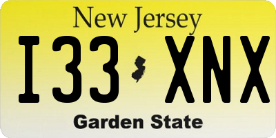 NJ license plate I33XNX