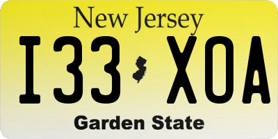 NJ license plate I33XOA