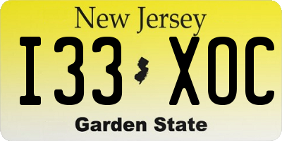 NJ license plate I33XOC