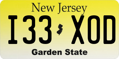 NJ license plate I33XOD