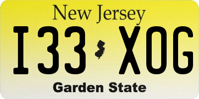 NJ license plate I33XOG