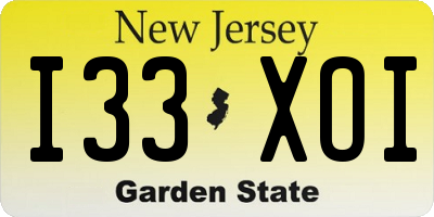 NJ license plate I33XOI