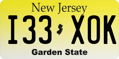 NJ license plate I33XOK
