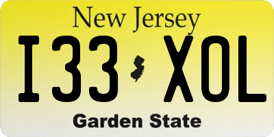 NJ license plate I33XOL