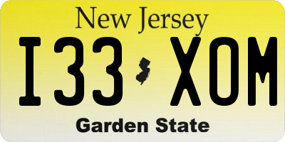 NJ license plate I33XOM