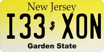 NJ license plate I33XON
