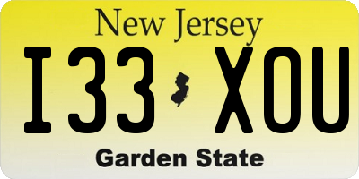 NJ license plate I33XOU