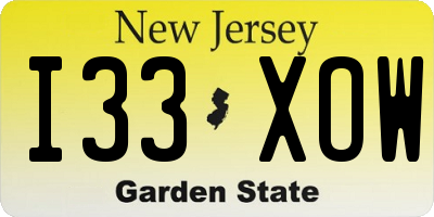 NJ license plate I33XOW