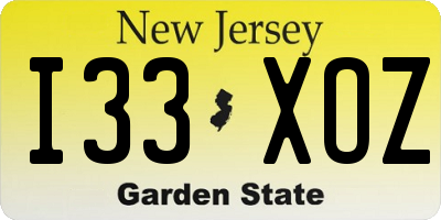 NJ license plate I33XOZ