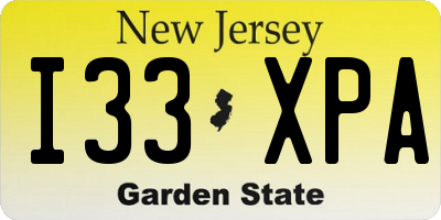 NJ license plate I33XPA