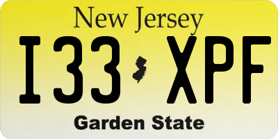 NJ license plate I33XPF