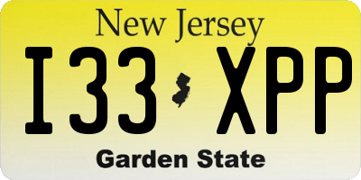 NJ license plate I33XPP