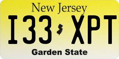 NJ license plate I33XPT