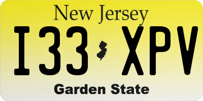 NJ license plate I33XPV