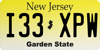 NJ license plate I33XPW