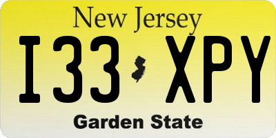 NJ license plate I33XPY