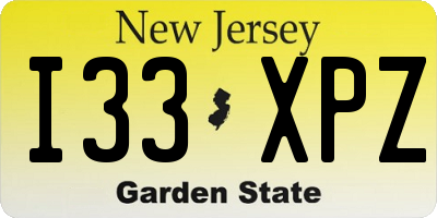 NJ license plate I33XPZ