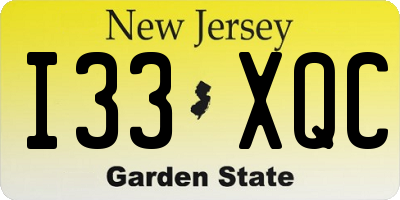 NJ license plate I33XQC